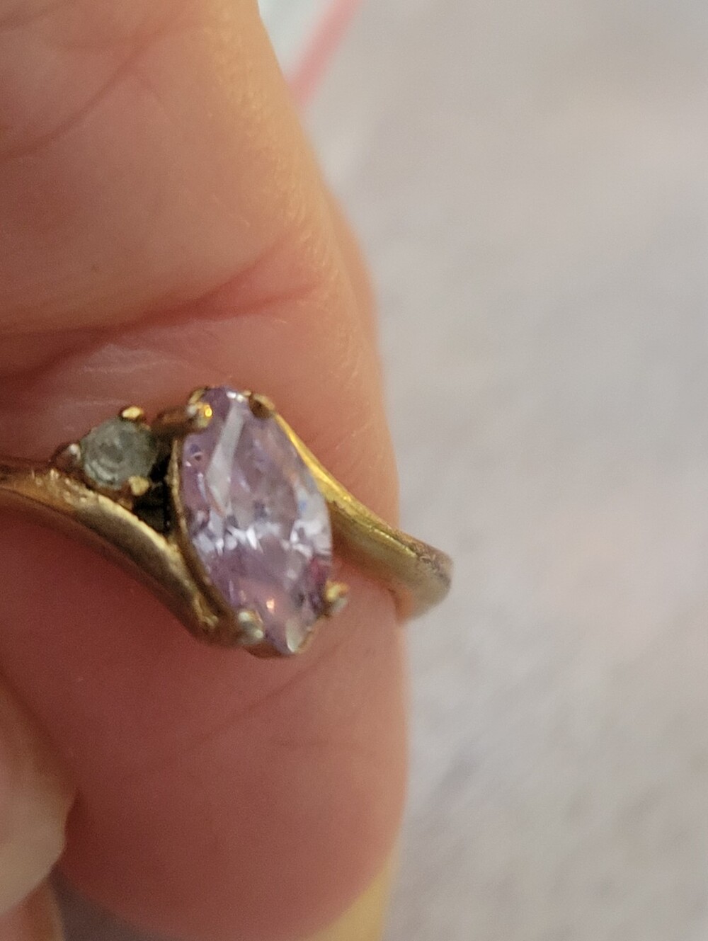 VINTAGE Gold-Tone Ring  Light Purple Marquise Stone  Brand Deborah Armstrong